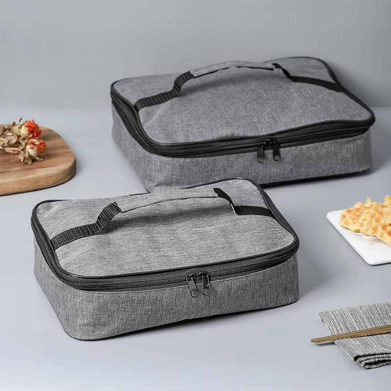 Quadratische, isolierte Lunchtasche für Damen, Thermo-Kühlbox, Bento-Box-Taschen, Lebensmittelträger, tragbar, für Reisen, Picknick, Lieferung, Essensbehälter