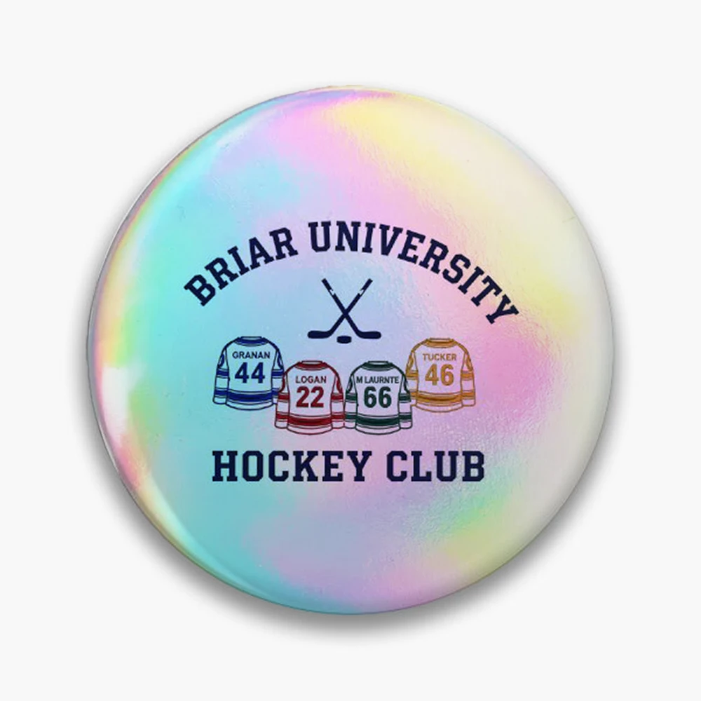 Briar University Graham, Off Campus Series Bookish, Hockey Romance Pin Holographic Star Heart Pin Brooches Laminated Button Fash
