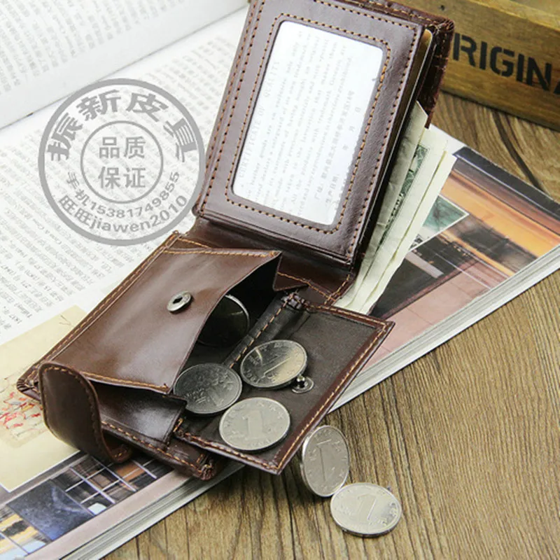 Luxury Business Man's Short Wallet Leather Buckle Men Coin Purses Vintage Money Clip