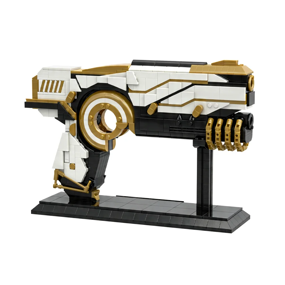 

MOC Warframe Rubico Prime Building Blocks Replica Game Sniper Rifle with Prime Gold Trim andBracket Military Toy Adult Gift