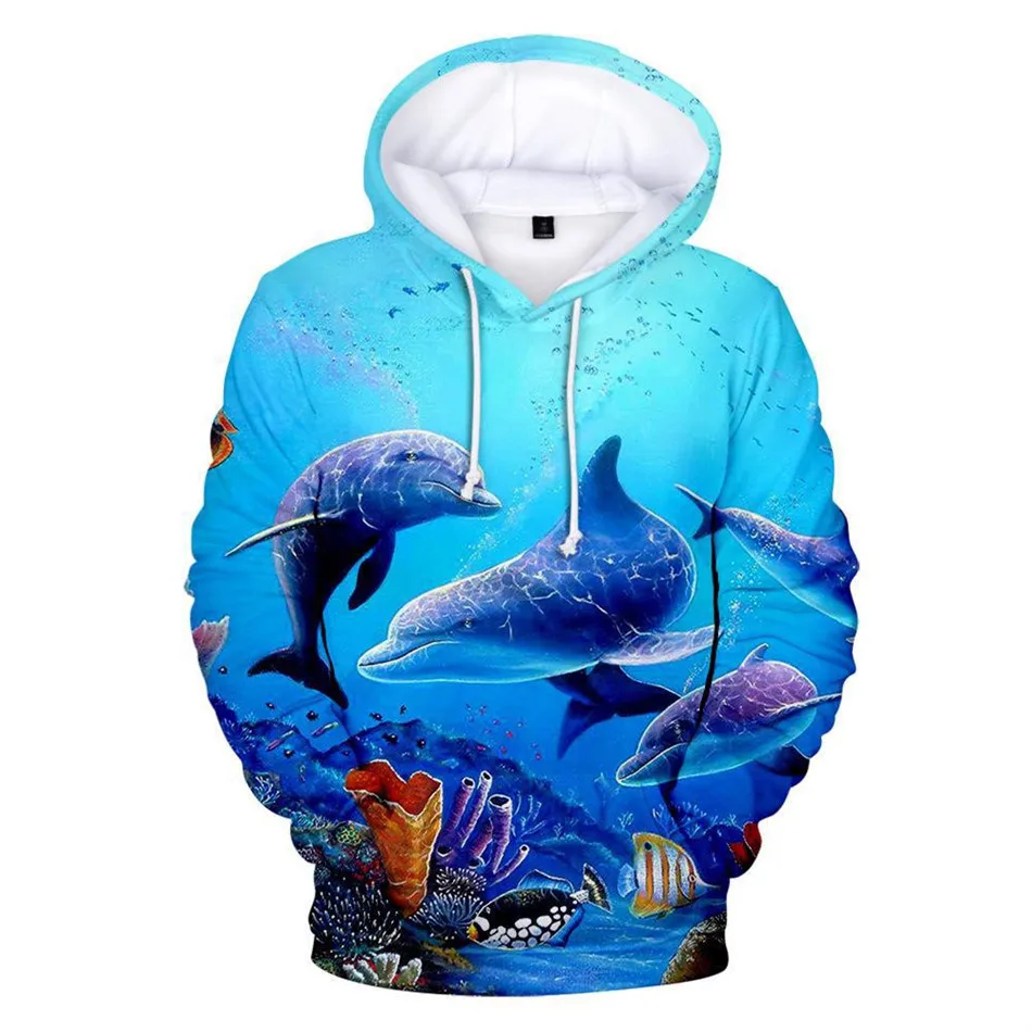 

2 To 14 Years Kids Hoodies Dolphin 3d Print Hoodie Boys Girls Fashion Cosplay Sweatshirt Children Clothes