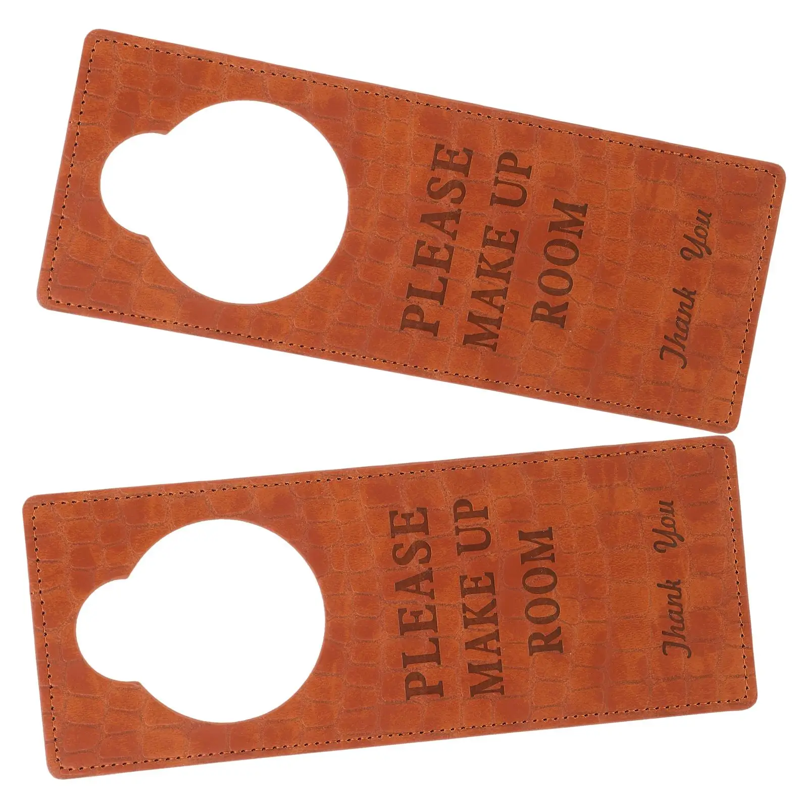 

2 шт., вешалка для двери гостиничного номера, коричневая, из искусственной кожи, не беспокоить, пожалуйста, для макияжа, двухсторонняя, легко повесить, напоминание о конфиденциальности, идеально