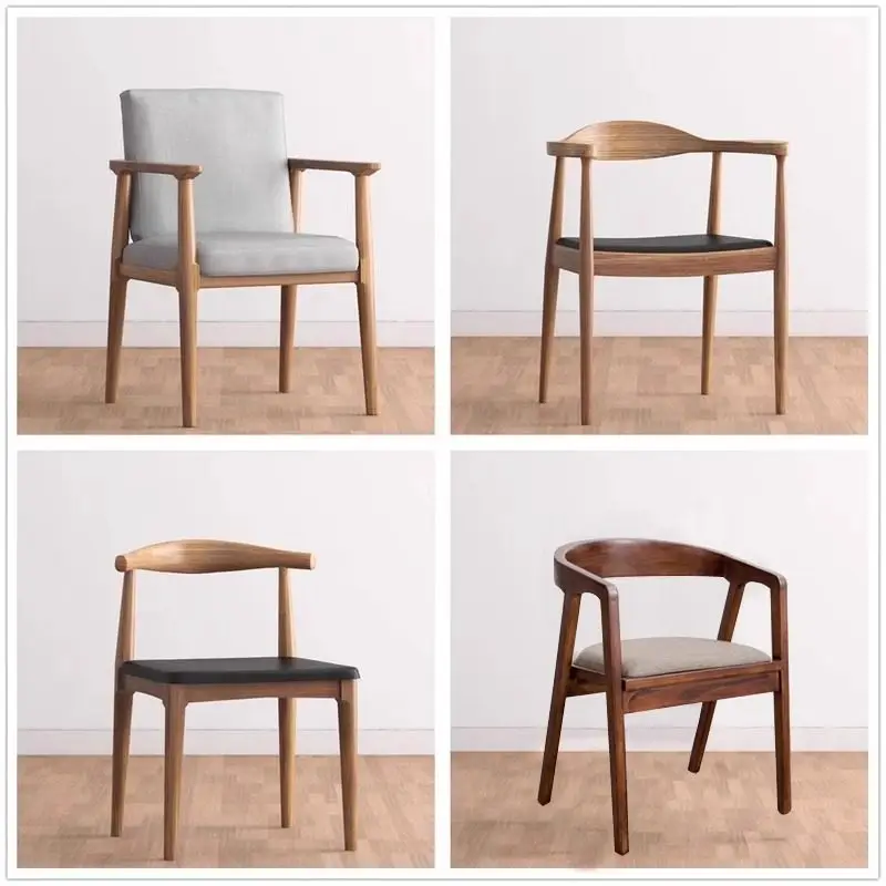 

Solid wood horn chair Nordic dining Home back chair Simple modern desk