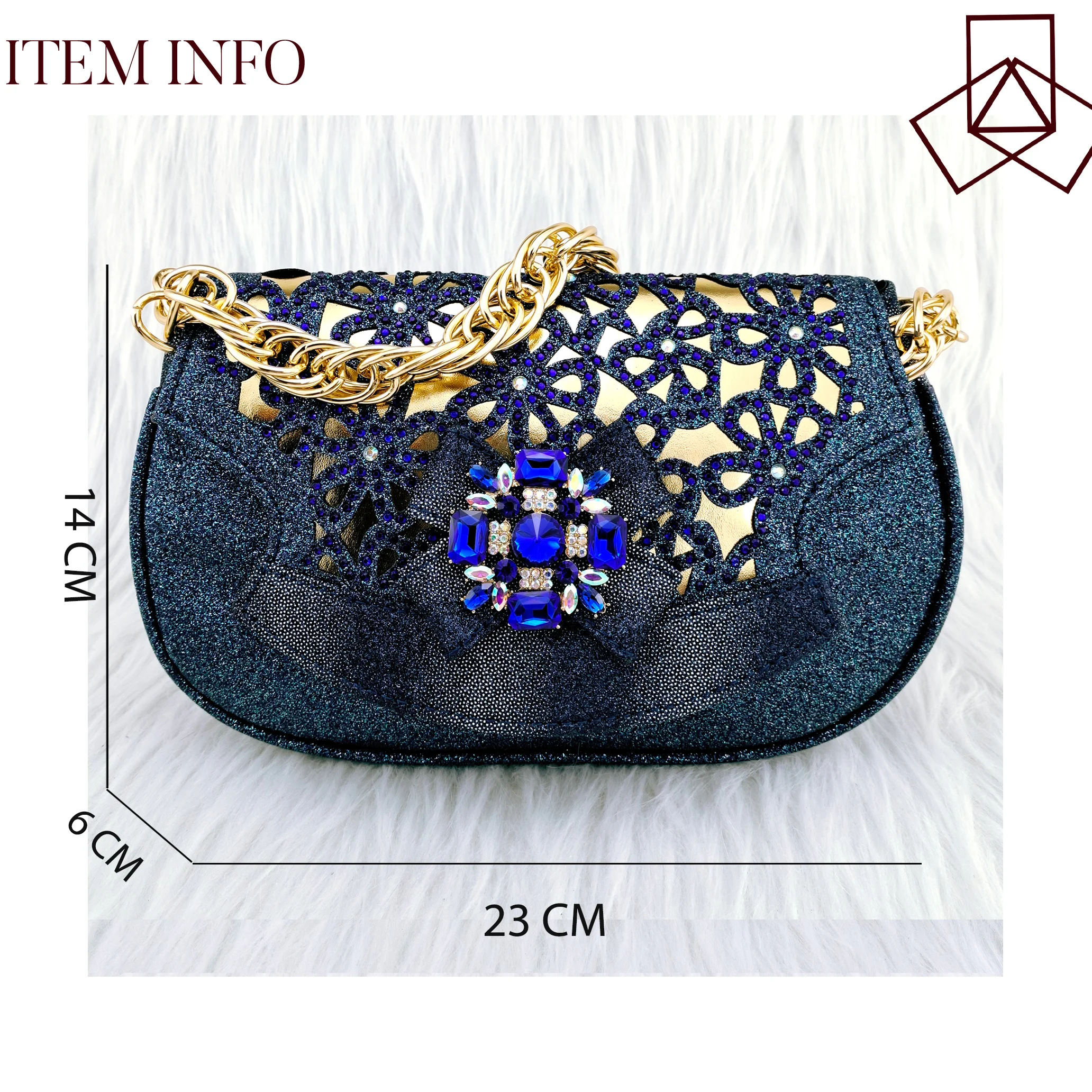 Elegant Navy High Heels With Cut-out Design And Crystal Buckle Embellishment Bow At Toe Party Women's Shoes And Clutch Bag