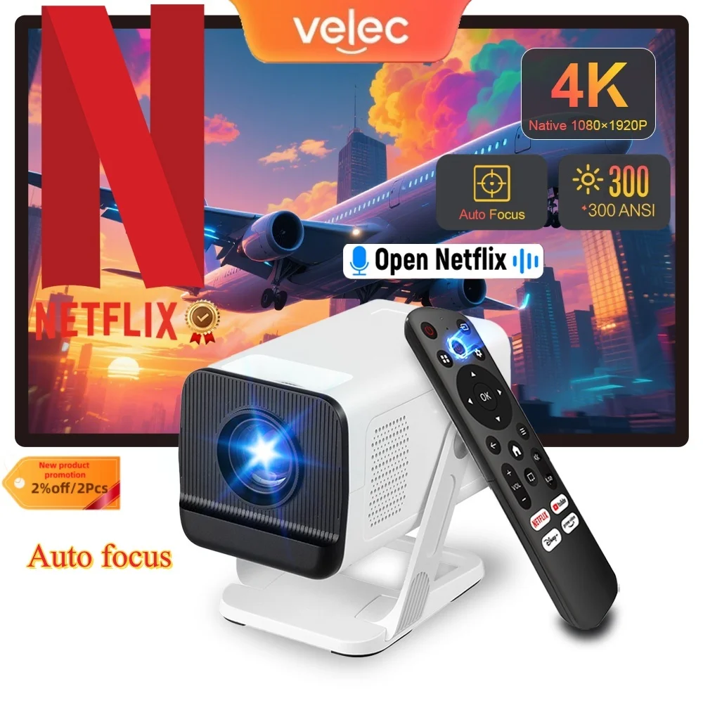 

720P 4K Android 13 Projector 300ANSI WiFi6 BT5.4 Short Throw Portable Mini Projector for Home Cinema Theater Outdoor Movie Video