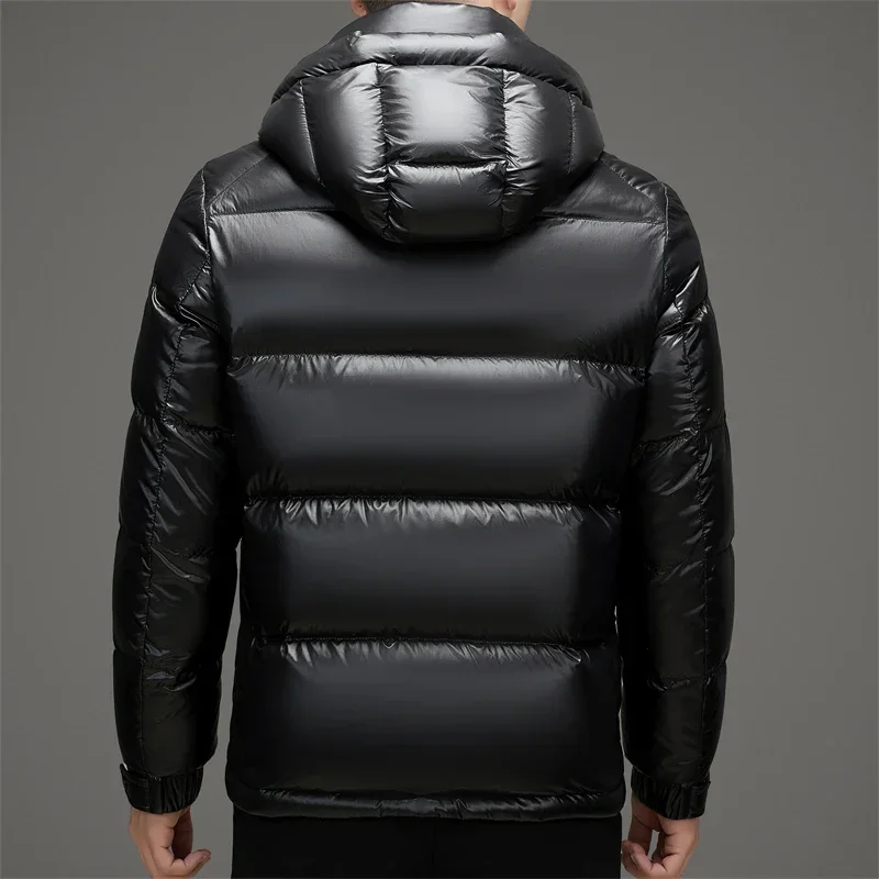 Winter Luxury Black Men's Down Jacket Short Hooded White Duck Down Clothes Thick Warm Jack New Clothing