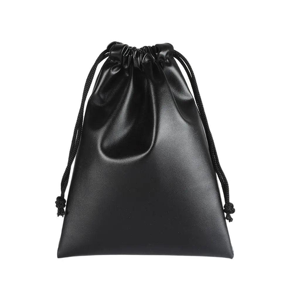Durable PU Leather Headphone Bags Draw String Bag Dust-proof Headset Bag Black Drawstring Bag Headset