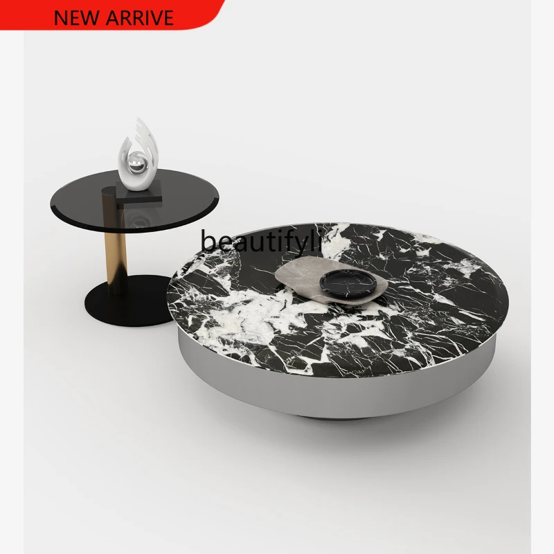 

X Modern Minimalist Italian Minimalist High-End Marble Designer New High-End round Tea Table Living Room Furniture