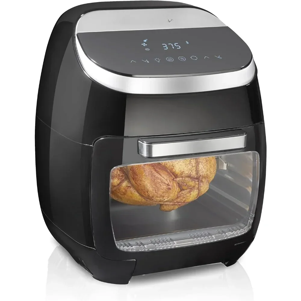 Electric Air Fryer with Rotisserie & Rotating Basket, Easy-view Window and Lit Interior & Nonstick, Air Fryer