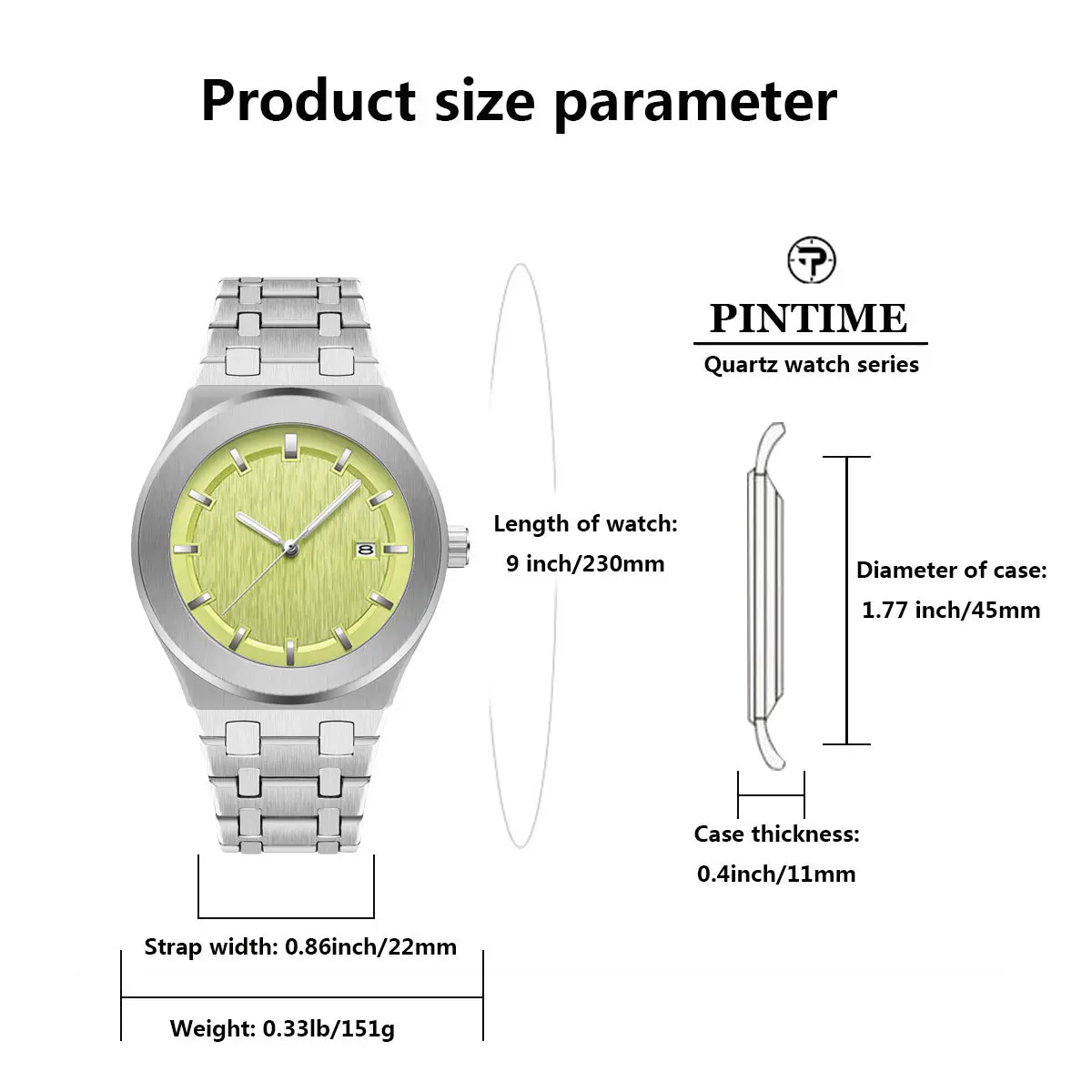 Mens Fashion Round Top Brand Stainless Steel Quartz Analog Ice Blue Yellow Dial Waterproof Sport Style Wristwatch