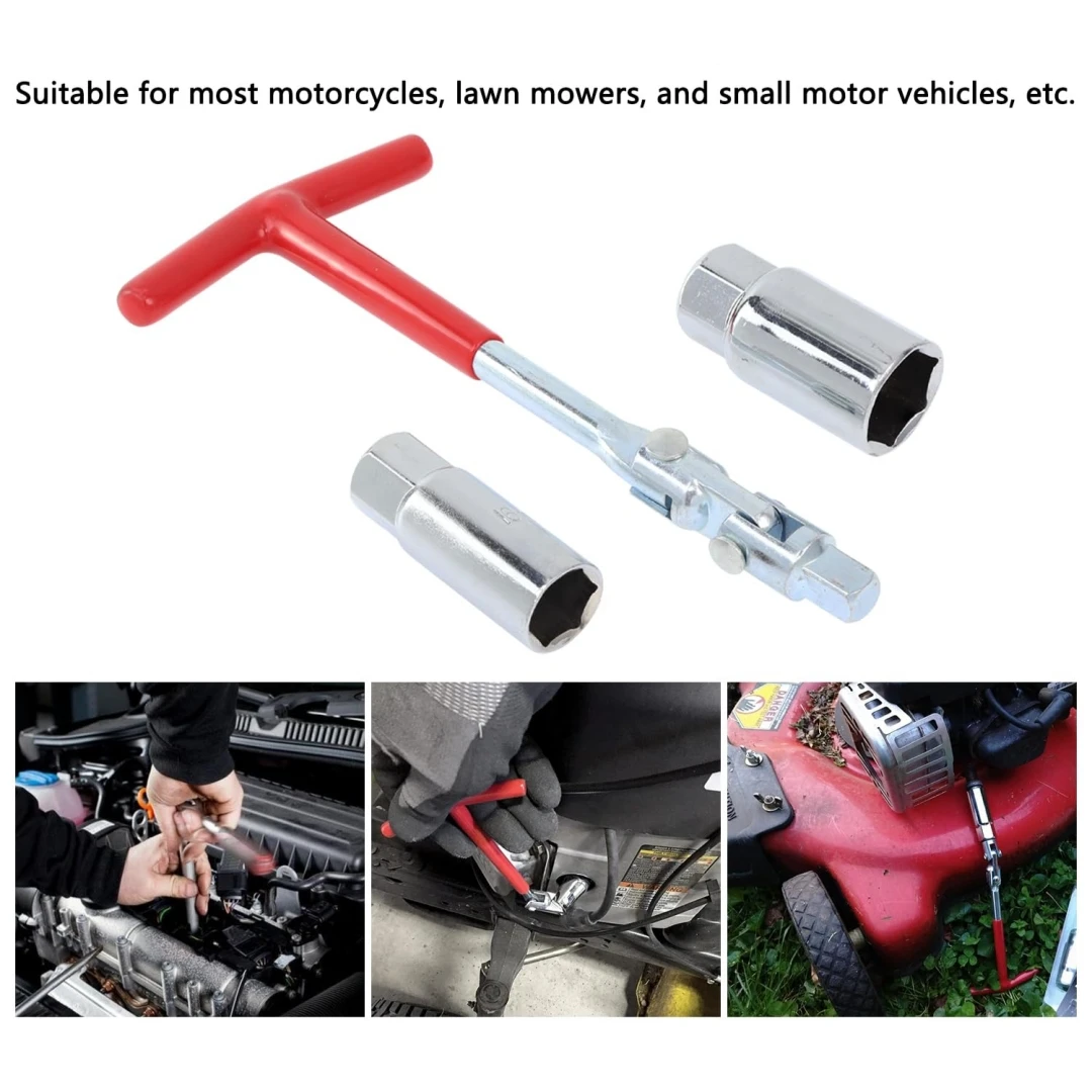 

3 In 1 Car Motorcycle Spark Plug Wrench Set T Handle 5/8 Inch 13/16 Inch Socket Removal Tool Universal Joint Hand Tool