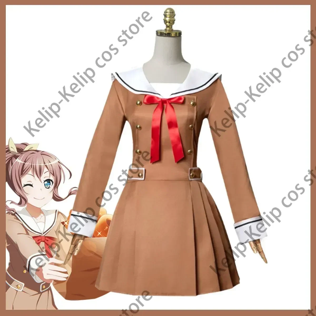 Anime BanG Dream! Saya Yamabuki Toyama Kasumi Rimiri Cosplay Costume Poppin'Party School Uniform Dress Wig Woman Lovely Suit