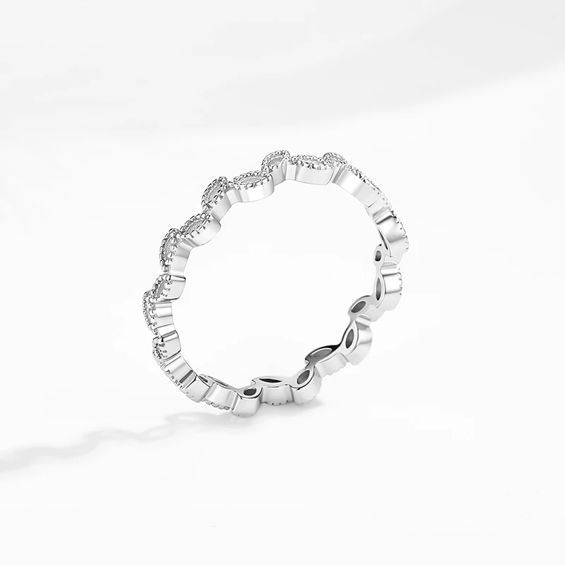KALETINE 925 Sterling Silver Fresh Simple Leaves Adjustable Finger Ring Fashion Stackable Jewelry For Women Valentine's Day Gift