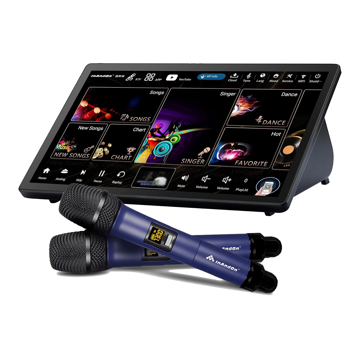 

InAndOn KD9MAX 4in1 Karaoke Machine Karaoke System +15.6'' Touchscreen + Mixer + 2 Wireless Mics