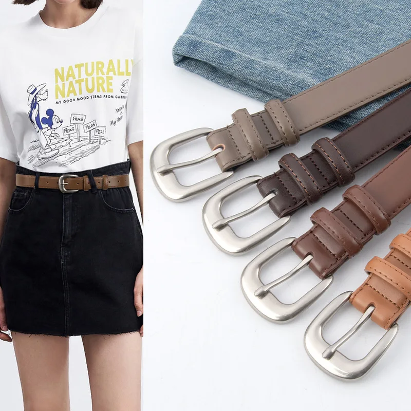 

Fashion Women Belt Genuine Leather Ladies Thin Belts Brand Designer High Quality Belt Female Jeans Windbreaker Waistband