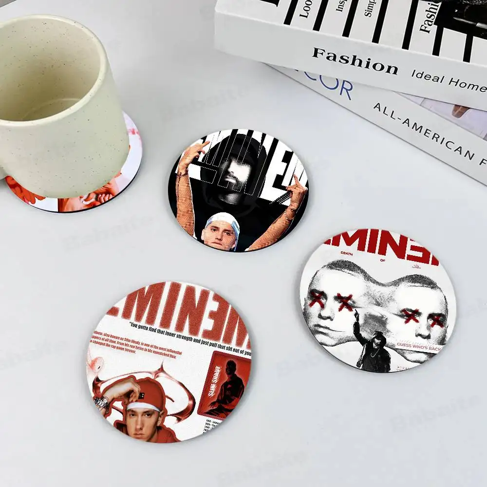 Popular singer music E-Eminem cool 1pc Pattern Coaster Tea Cup Heat Insulation Pad Anti-scalding Anti-slip Table Bowl Plate Mat