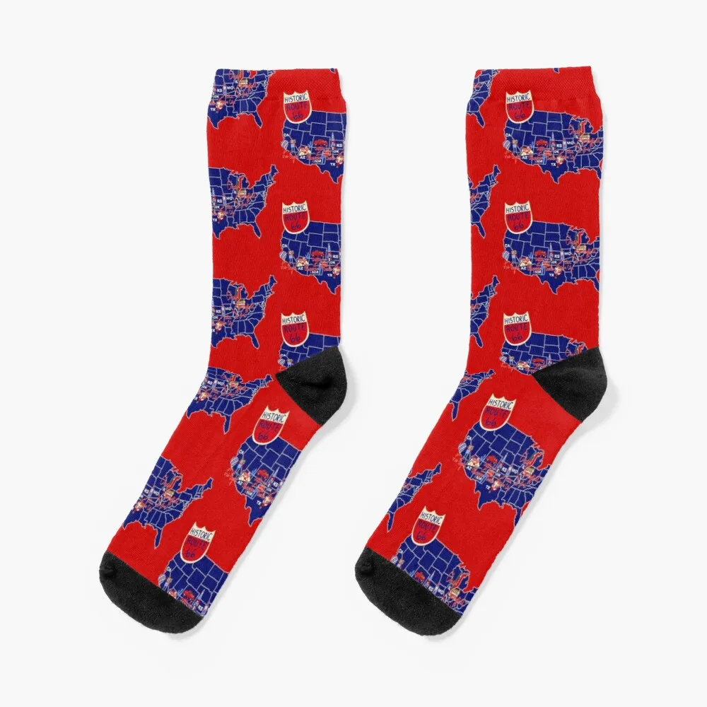 

Historic Route 66 Map Blue Socks Sport Man Sock