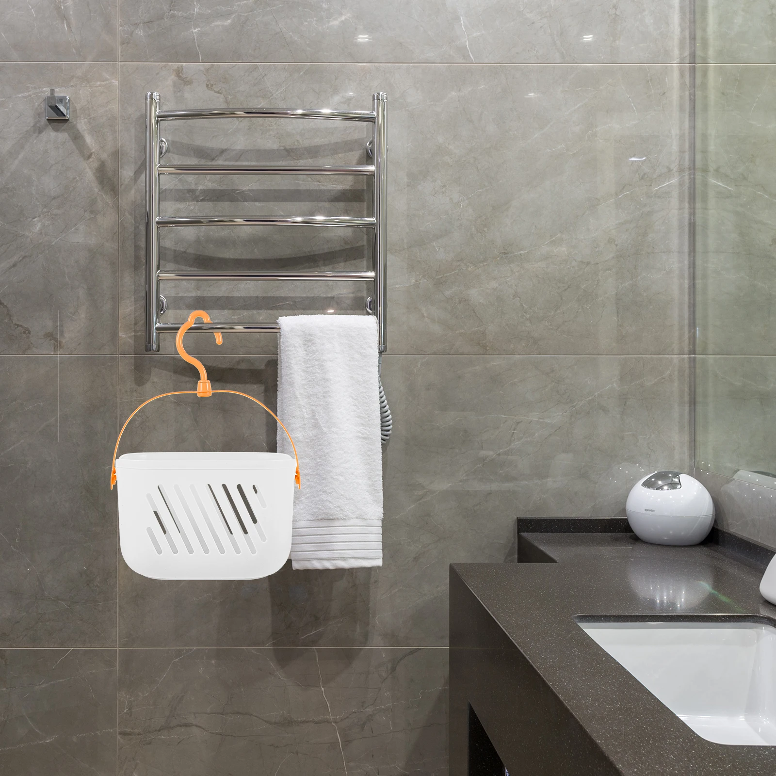 

Cleaning Basket Bathroom Storage Plastic Shower Automatic White Baskets for Toilet Travel