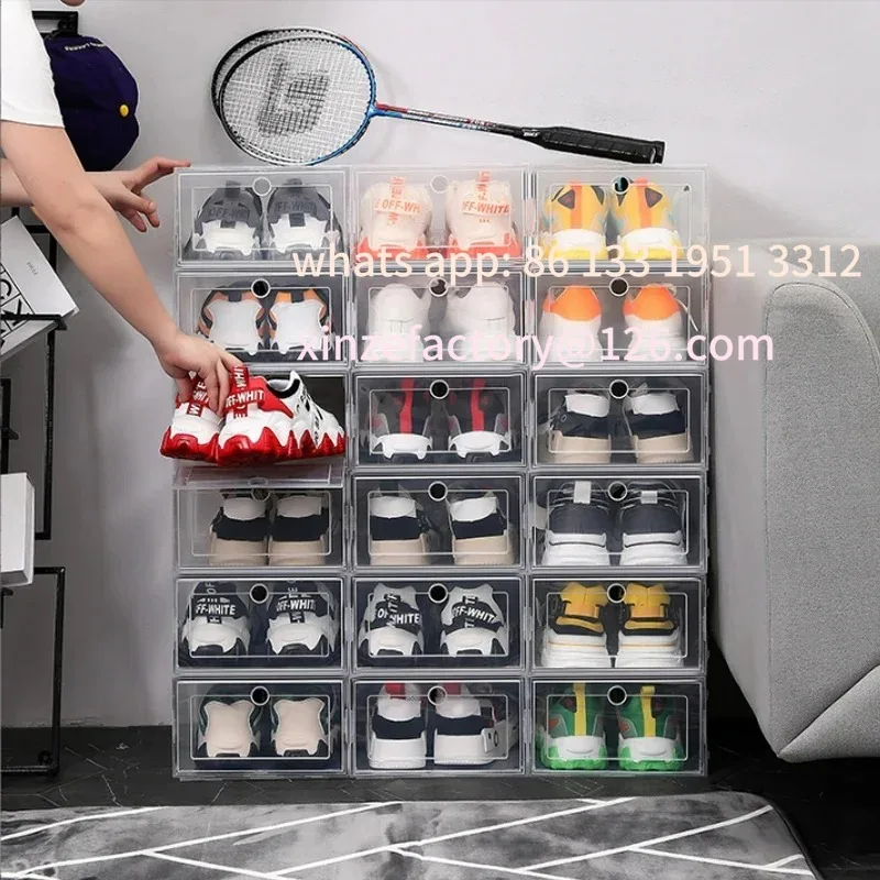 

Customizable 6pcs/set Antioxidant shoe cabinet High Transparent slippers sneakers storage shoes box dustproof shoe organizer box