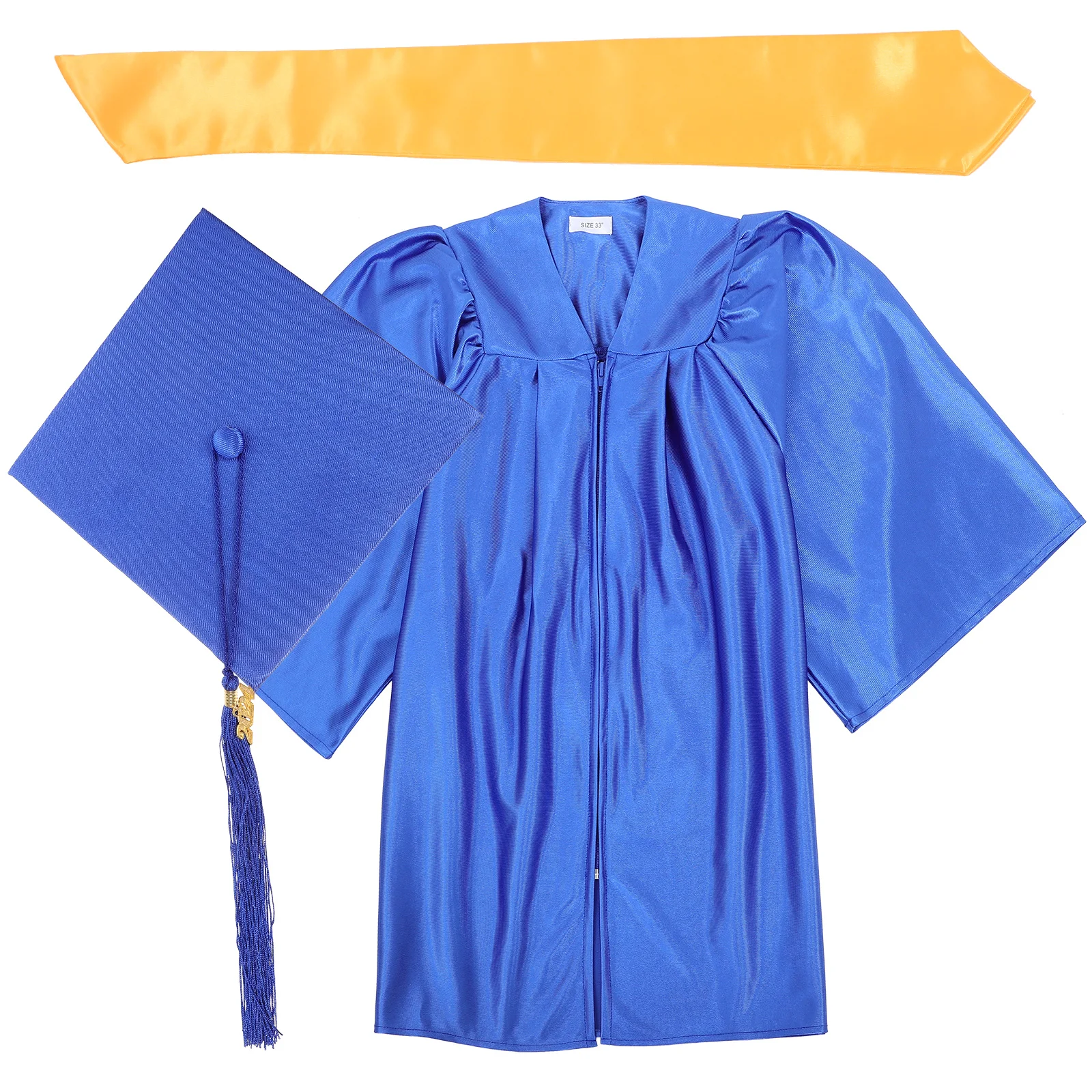 

Kids Graduation Gown Cap Set 2024 Blue Polyester Robe Sash School Toddler Dress Suit Clothes Hat Gowns robe cap gown elementary