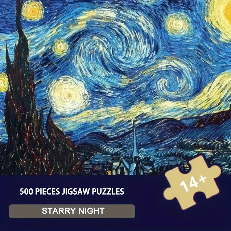 

38x52cm 500pcs Van Gogh Starry Night Puzzle Adults Premium Paper Wall Art Unique Christmas Gift for Couples with Frame Kit