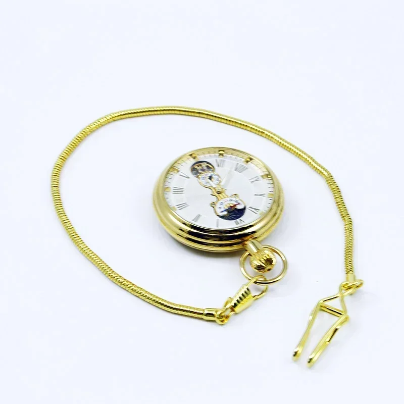 Relógio de bolso com pingente para homens e mulheres, relógio mecânico, relógios de bolso, dourado, vintage, cronógrafo, vintage, moda de luxo