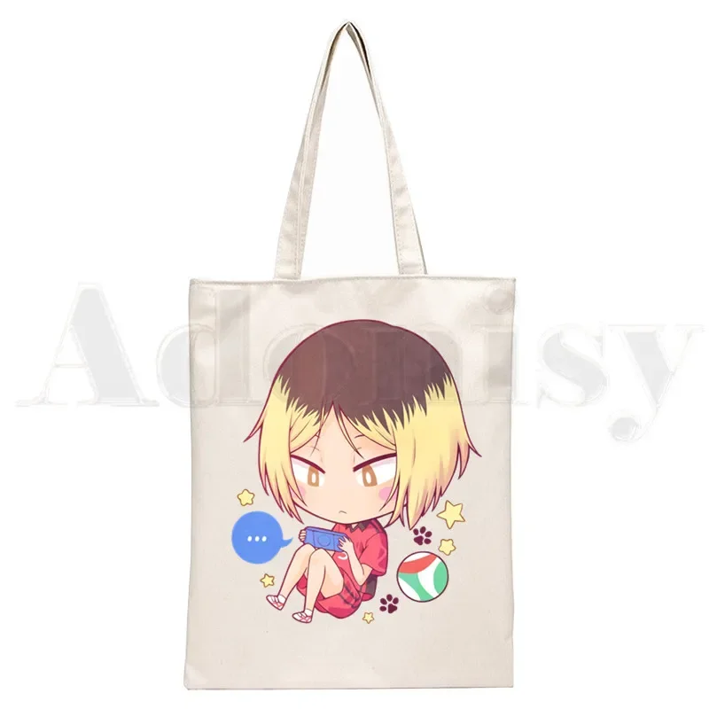 Kozume-Nasen-Vertrieb!! Nekoma High School Kuroo Handtaschen Schultertaschen Lässige Einkaufshandtasche Unisex Elegante Canvas-Tasche