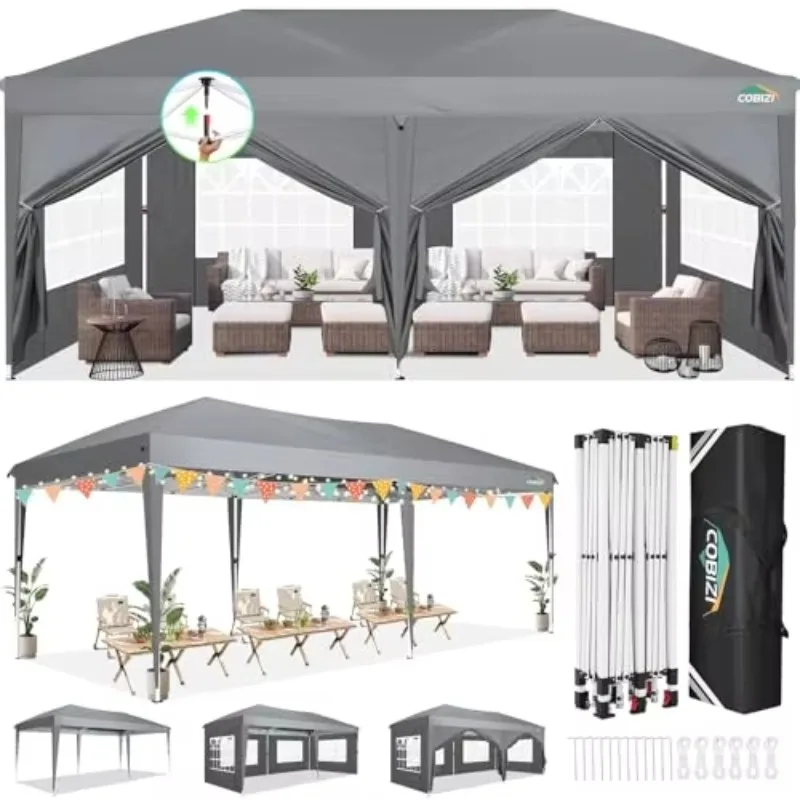 10x20 Canopy Tents for Parties 10x20ft Easy Setup Pop up Tents with Sidewalls & One Push Lock Waterproof Outdoor Large view 2