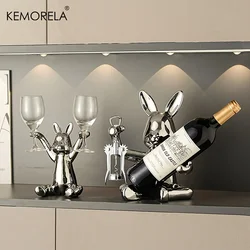 KEMORELA 1PCS Creative Rabbit Wine Rack Ornaments Ceramic Material Holiday Decoration Cup Holder Living Room Wine Rack Ornaments