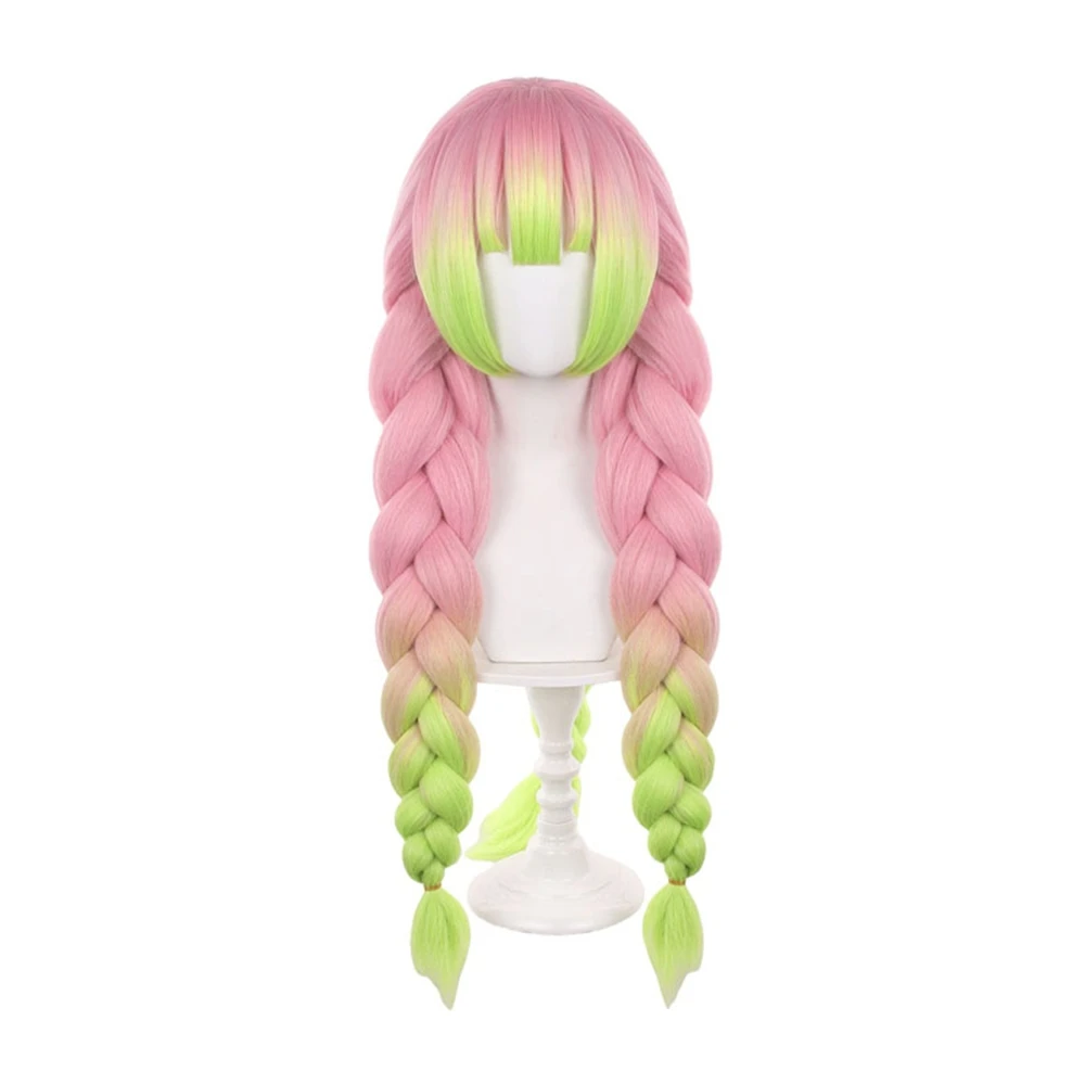 

Rose Quartz to Lime Green Dual High-Set Braided Strands Wig with Gradual Chroma Transition and Soft Frontal Sweep Heat Resistant