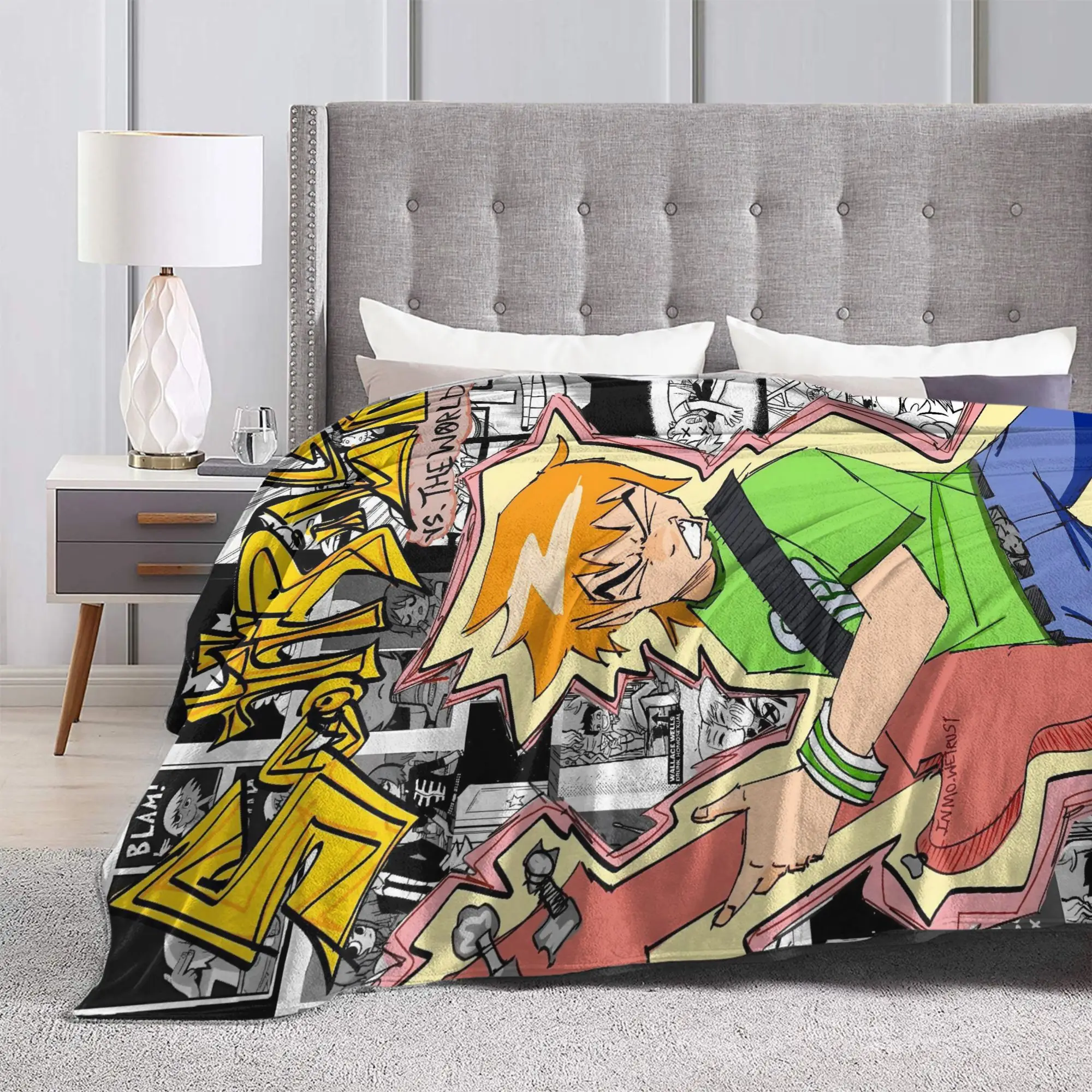 Scott Pilgrim Comic  Plush Blanket Girls Boys  Flannel Throw Blanket For Couch Bed Warm Soft Custom Quality Bedspread Gift Idea