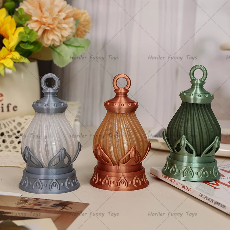 Mini Led Retro Leuchtende Lotus Laterne Simulation Cande Licht Nachtlicht Puppenhaus Miniatur Teelicht Kerzenhalter für Tischplatte