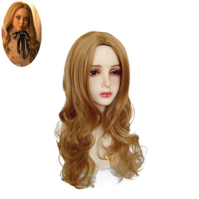 Peruka do modelowania postaci M3GAN Thriller M3GAN Protagonistka Złotobrązowe Długie Kręcone Włosy Katie Role Czarne Długie Proste Włosy