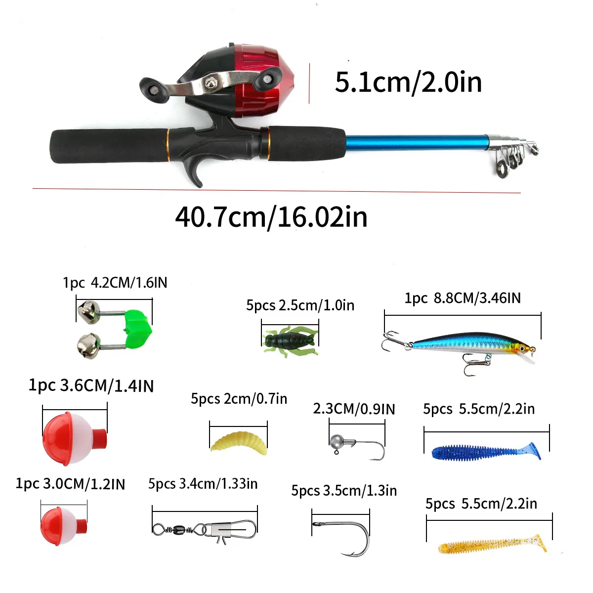 Imagem -05 - Premium Fishing Rod Combo para Iniciantes e Crianças Acessórios de Pesca Conjunto Completo Vara Ultra Light Jogos de Pesca Infantil