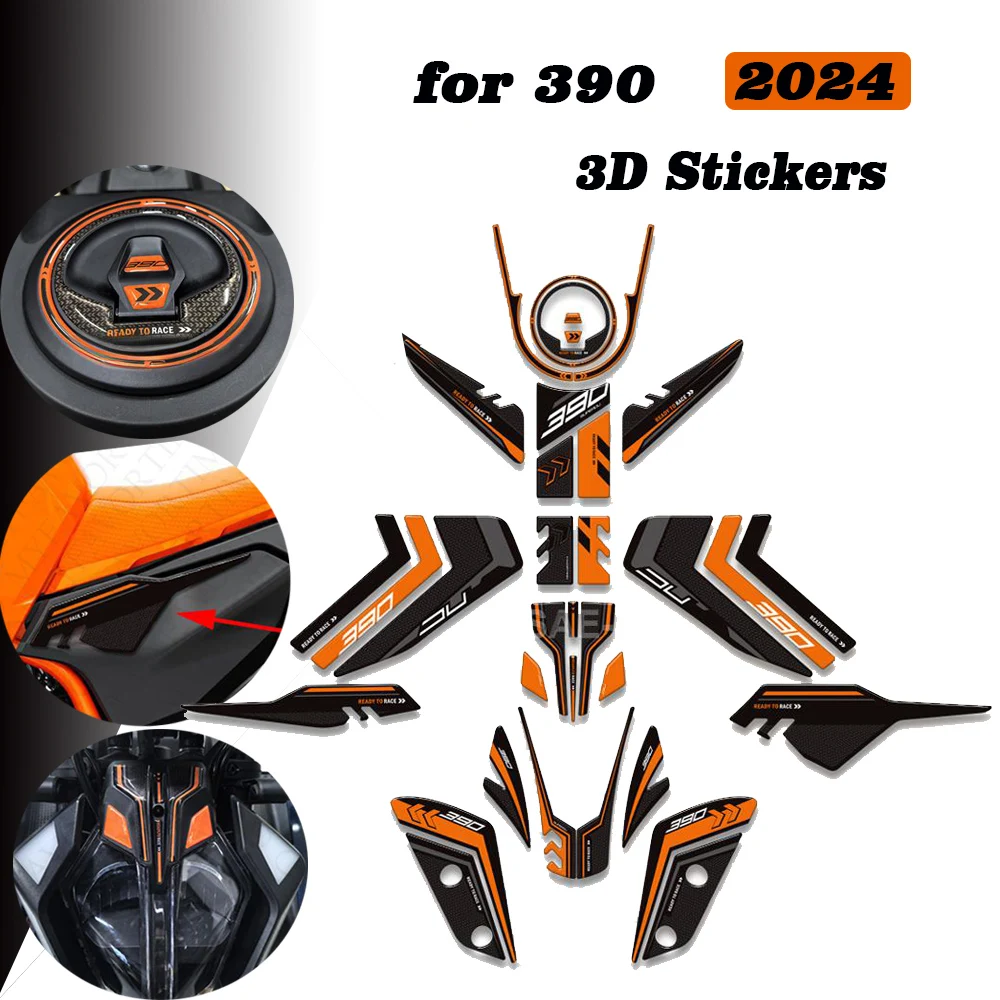 For 390 Duk 2024 Motorcycle Tank Pad Side Grips Gas Fuel Oil Knee Protector Stickers Decals