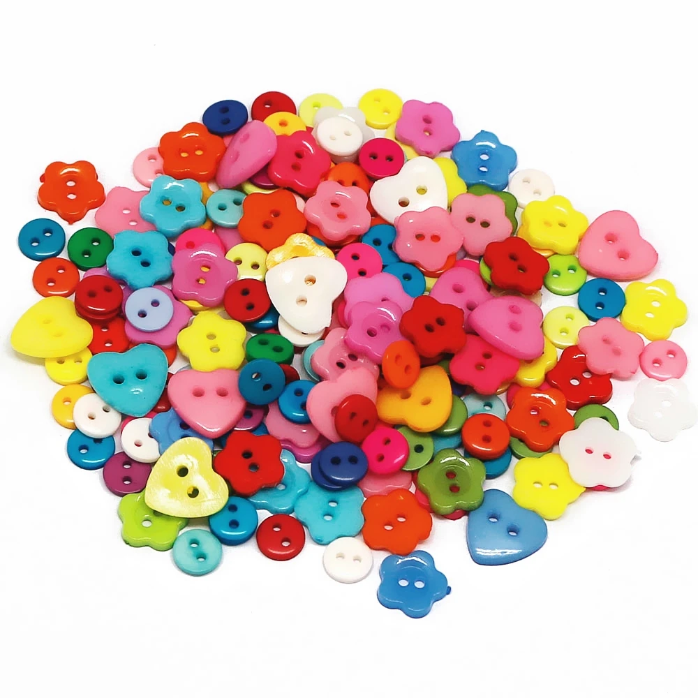 25 g/pacco Mixe Round Flower Shape Heart Multicolor 2 fori bottone per abbigliamento in resina per cucire Scrapbooking accessori artigianali