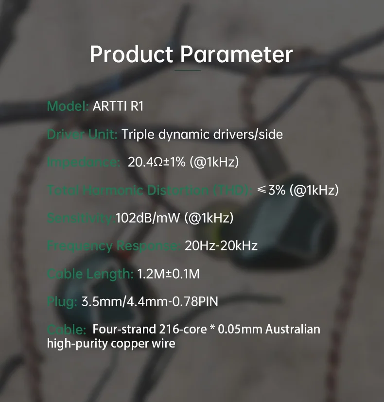 ARTTI T10&R1&R2 In-Ear-HiFi-Kopfhörer, kabelgebundene IEMs, Monitore, 14,2 mm Planar-Treiber, strukturierter Bass, 0,78 mm 2-Pin- und 3,5 mm/4,4 mm-Anschluss – Detail 8