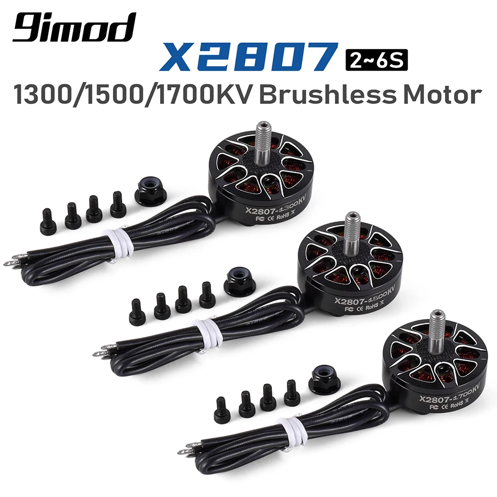 9imod Motor sin escobillas X2807 X2812 900KV/1115KV/1300/1500/1700KV 2-6S 4mm Motor de eje de rodamiento para RC FPV Racing Drone multicóptero