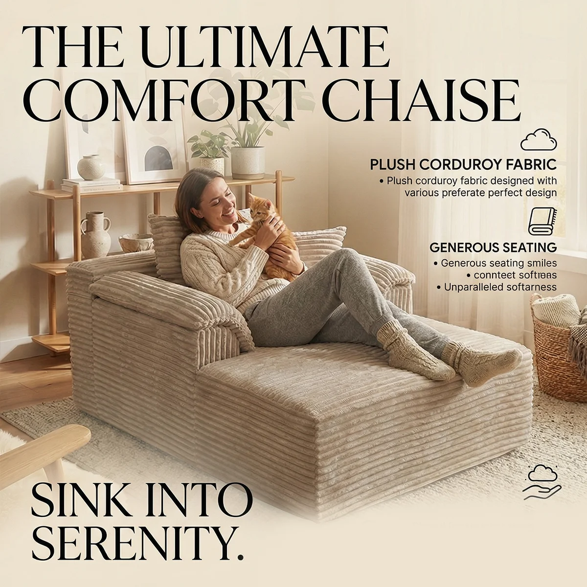 High Resilience Reclining Sofa Chair, Indoor Frameless Sofa Bed, Deep Seating Sleeper, Reading & Movie Lounge Chair, Cloud Soft