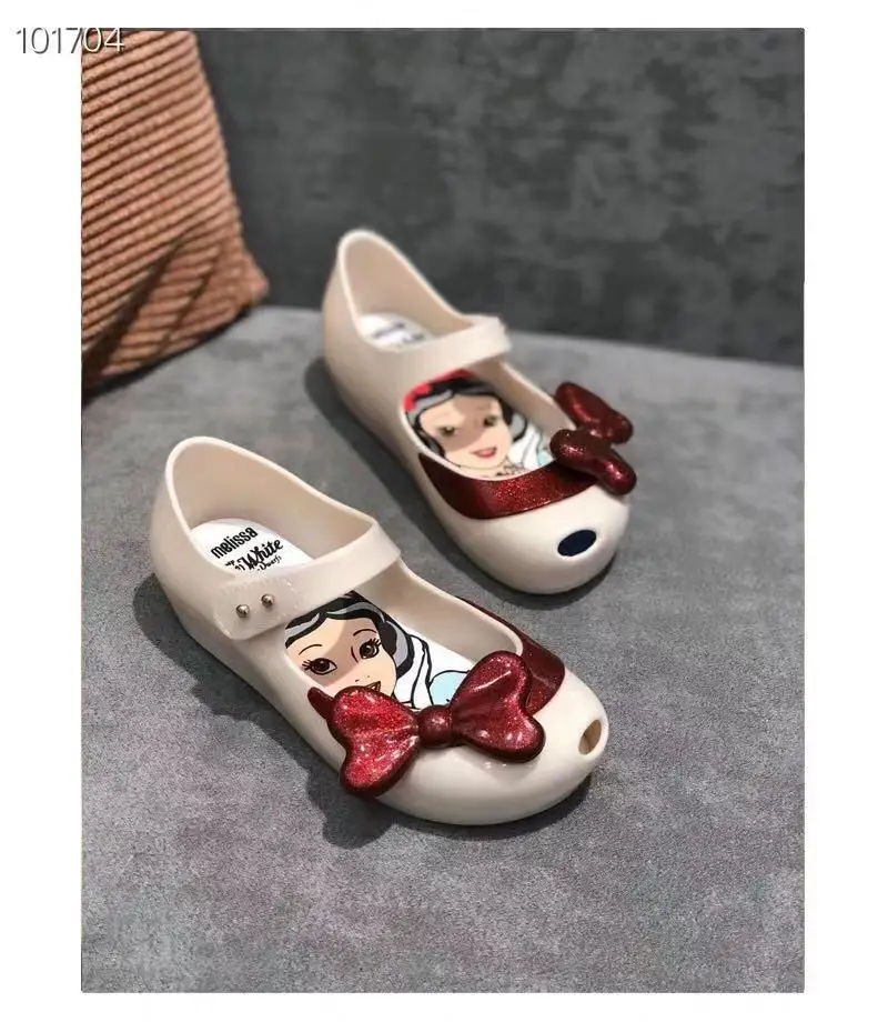 Disney Snow White Cosplay scarpe per bambini fragrante Snow White Side Bow Soft Soled Jelly pantofole per bambini per scarpe da bambina