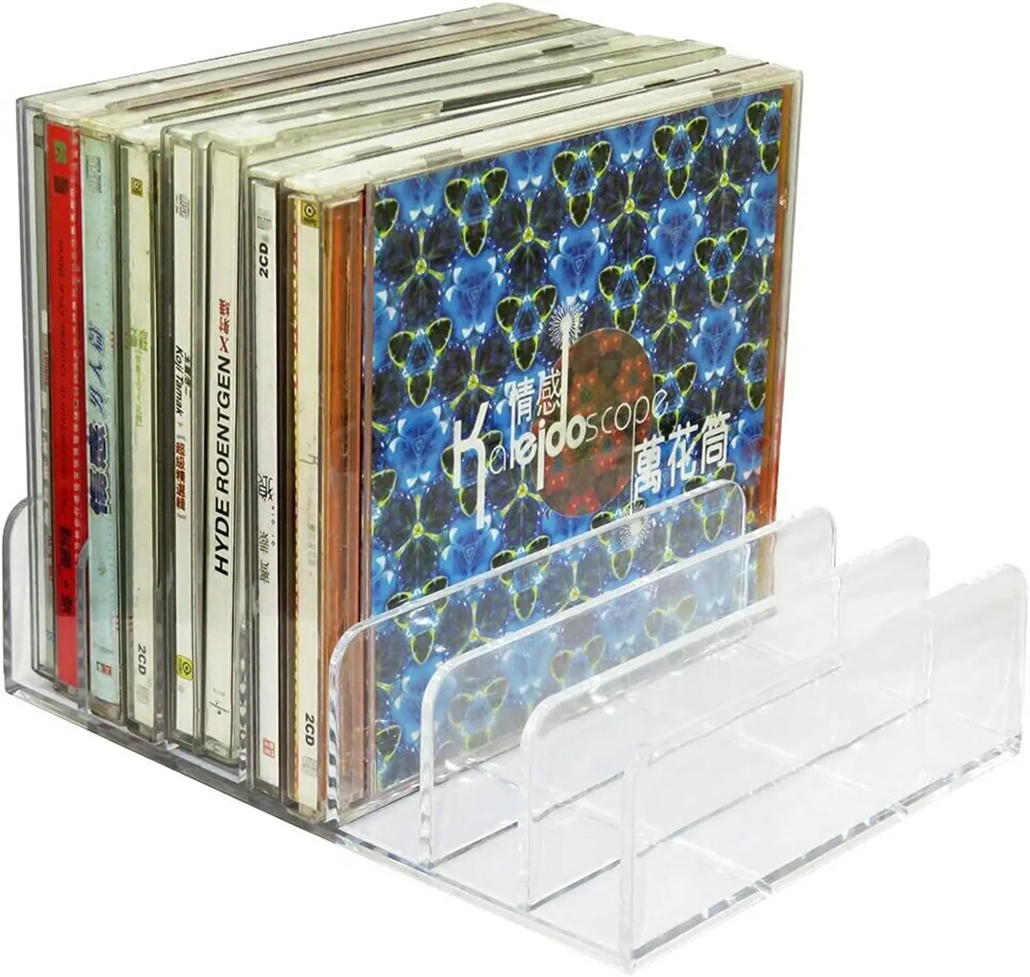 Clear Acrylic DVD/CD Storage Box CD Holder - CD Tray Holds up to 14 CD Cases for Media Shelf Storage and Organization for Counte