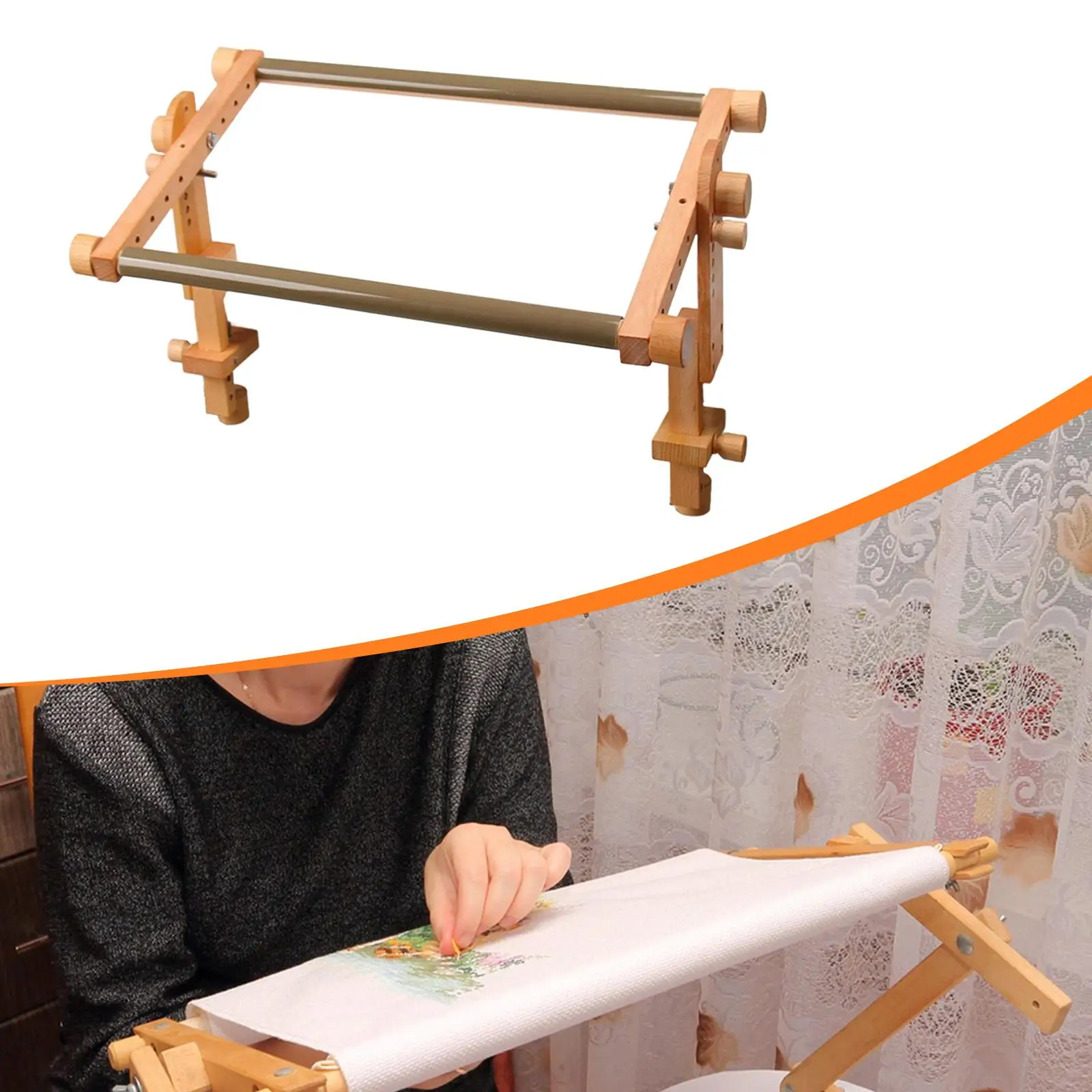 Adjustable Desk Clamp Wood Cross Stitch Frame Embroidery Hoop Stand for Complete Embroidery Kit and Handmade Projects
