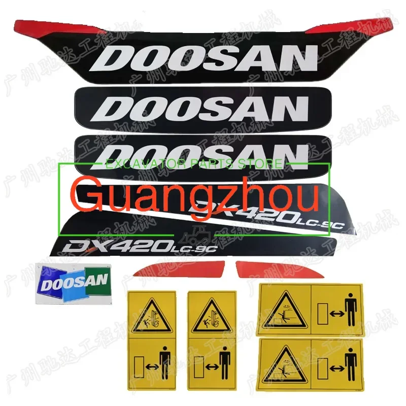 Excavator Accessories Car Logo Side Door Stickers For Doosan DX150 220 225 230 260 300 380 420 520-9c