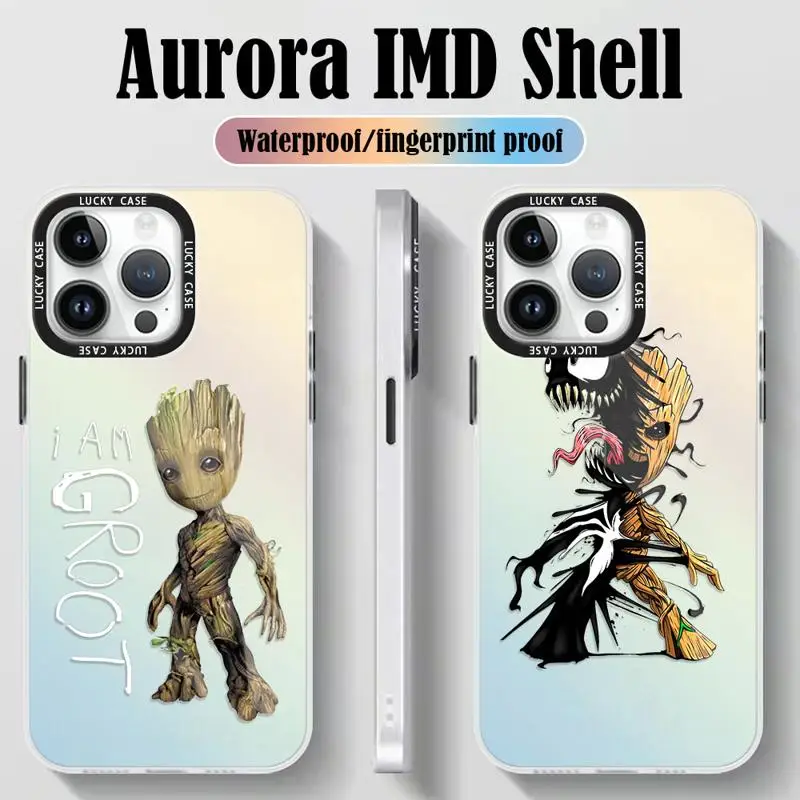 Marvel Groot Flora Colossus Laser Gradient phone cases for iPhone 15 14 12 Pro Max case 11 13 Colorful Shockproof Luxury Cover