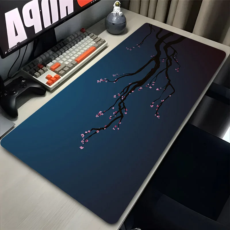 

XXL 900x400mm Japan Sakura Cherry Blossom Anime Mouse Pad, HD Print Non-Slip Rubber Base, Big Laptop Desk Mat for PC Office