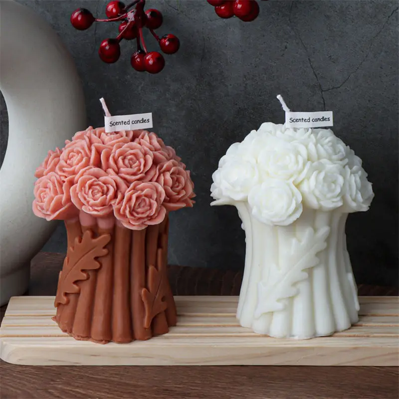 زهور محمولة، باقات الورد، قوالب السيليكون، شموع الروائح ثلاثية الأبعاد، زخارف الجبس المزخرفة #5