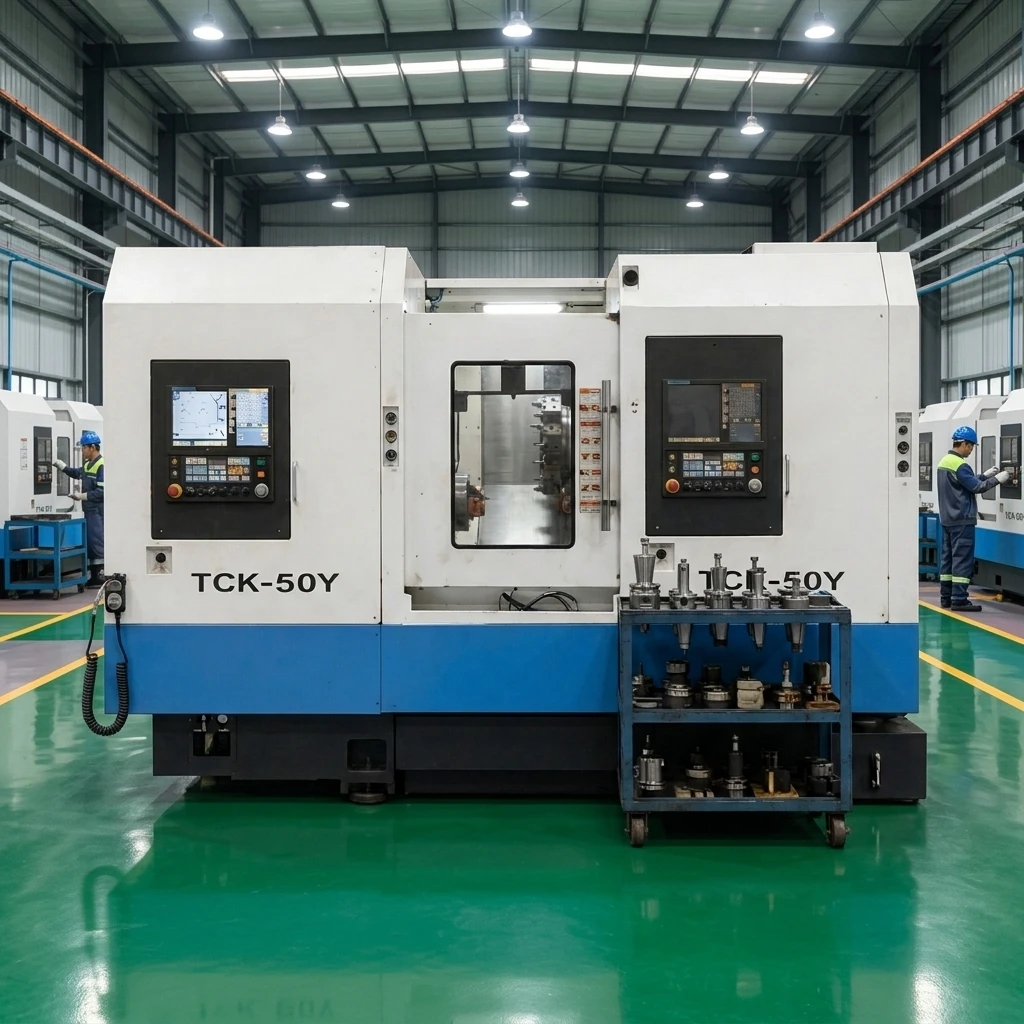 TCK50A Mini CNC Lathe Machine High Speed Slant Bed CNC Turning Center with Milling and Y Axis