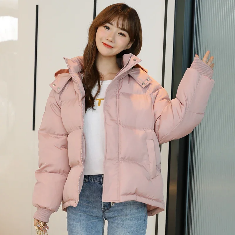 

Hooded Parkas Women 5 Colors Winter Coats Warm Simple Chic Short Style Thicken Baggy Fashion Ulzzang Comfort Daily Clothes Mujer