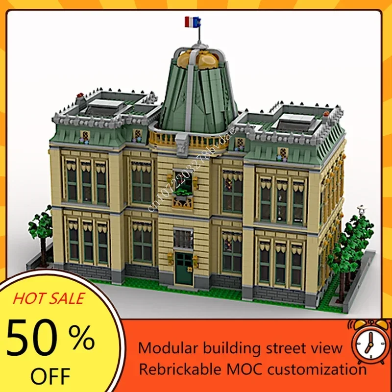 5870PCS Customized MOC Modular French Museum Street View Model Building Blocks Technology Bricks DIY Assembly Toys Birthday Gift