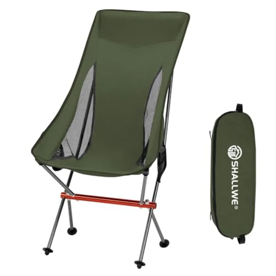 

Camping Chairs, All Aluminum Frame Portable Folding Camp Chair for Adults, Heavy Duty High Back Collapsible with Built-in Pillo